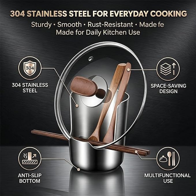 Limited Time: 30% OFF⚡  Multi-Functional 304 Stainless Steel Kitchen Utensil & Pot Lid Holder