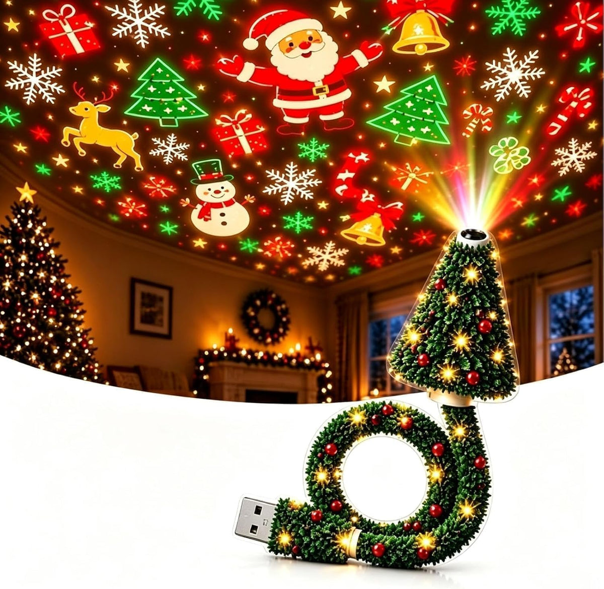 Limited Time: 30% OFF⚡ Flexible USB Christmas Tree Pattern Projector Light