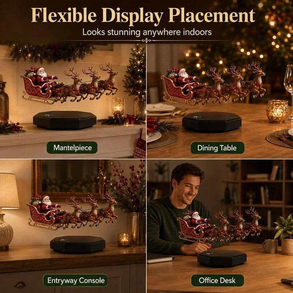 Limited Time: 30% OFF⚡ Magnetic Levitating Santa Sleigh with Reindeer Statue – Floating Christmas Tabletop Decoration & Holiday Gift